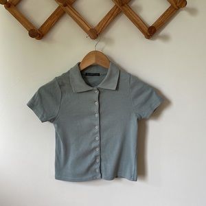 Brandy Melville green polo collar shirt